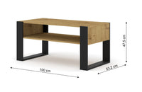 MOBILE TAVOLINO DA CAFFE'  PIANO PC 2 PIANI QUERCIA 100x53.20x47.50cm MONDI