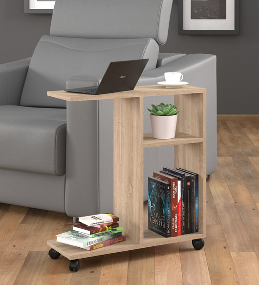 MOBILE TAVOLINO CON RUOTE PORTA PC COMODINO UFFIO CASA ROVERE 60x45x22cm TRASCO