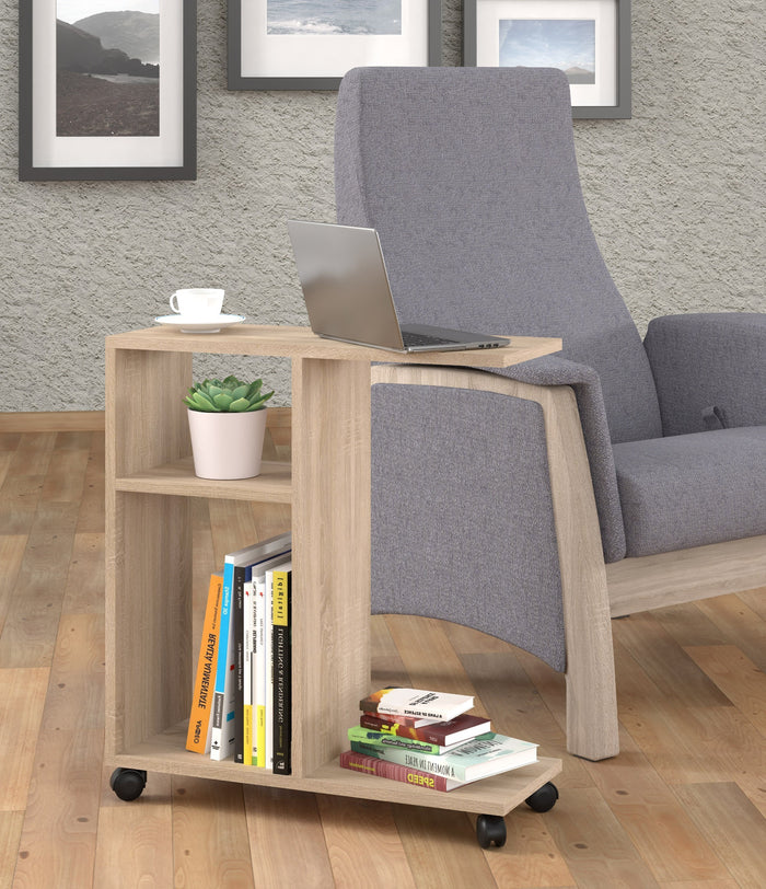 MOBILE TAVOLINO CON RUOTE PORTA PC COMODINO UFFIO CASA ROVERE 60x45x22cm TRASCO