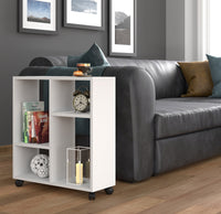 MOBILE TAVOLINO CON RUOTE PORTA PC COMODINO UFFIO CASA BIANCO OPACO 65x60x20cm TRASCO