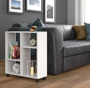 MOBILE TAVOLINO CON RUOTE PORTA PC COMODINO UFFIO CASA BIANCO OPACO 65x60x20cm TRASCO