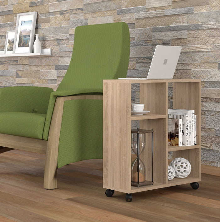 MOBILE TAVOLINO CON RUOTE PORTA PC COMODINO UFFIO CASA ROVERE 65x60x20cm TRASCO