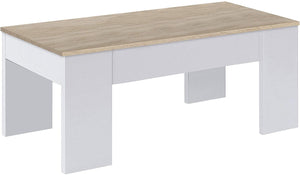 KIT TAVOLO CAFFÉ ELEVABILE 43X100X50CM BIANCO ROVERE