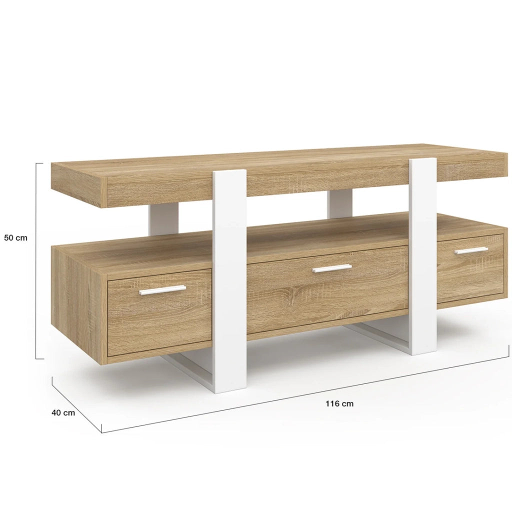 IDMarket - Porta TV PHOENIX da 116 cm con cassetti in legno e bianco