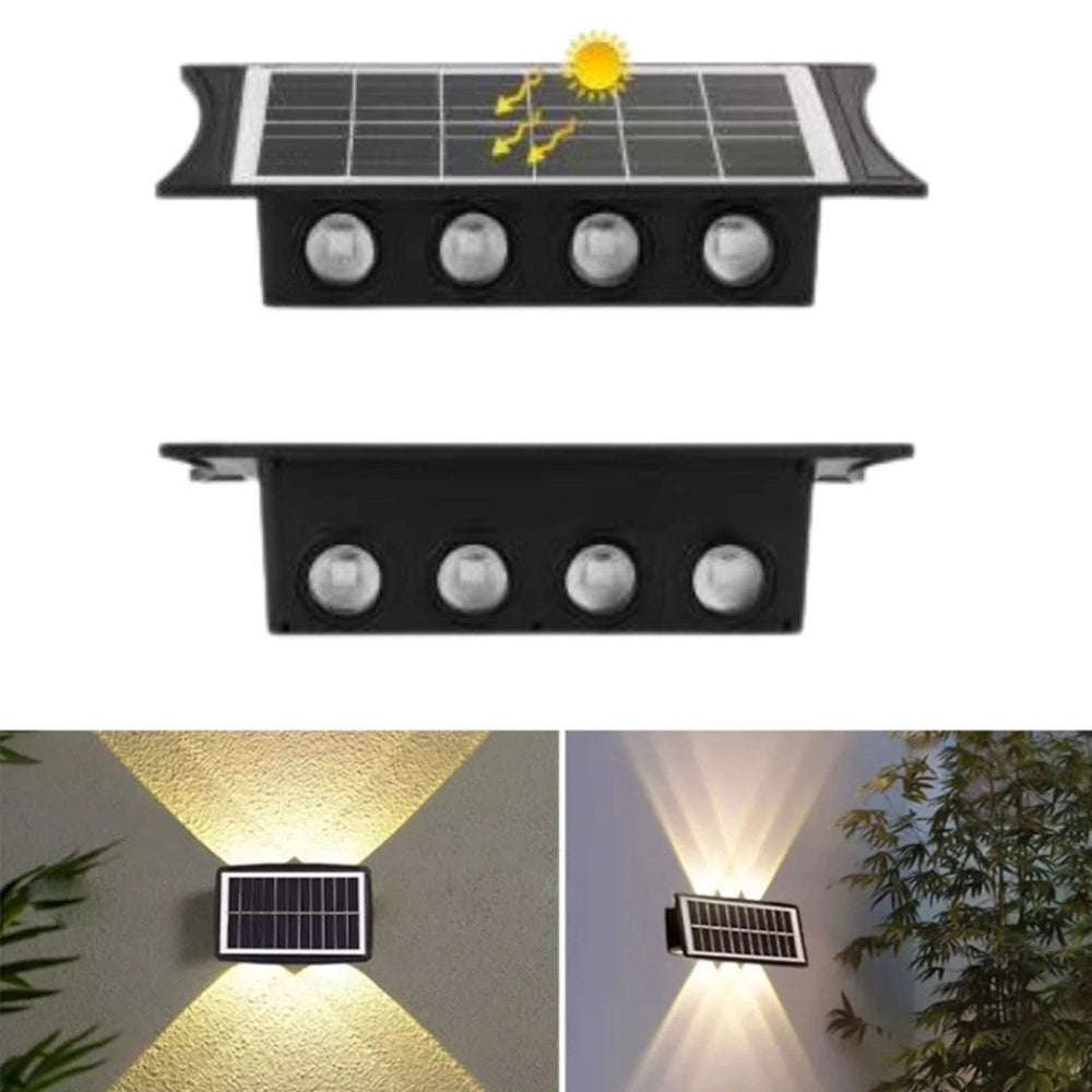 Trade Shop - Applique Parete Lampada Da Esterno Ricarica Solare Bidirezionale Impermeabile Meq-fo-8 -