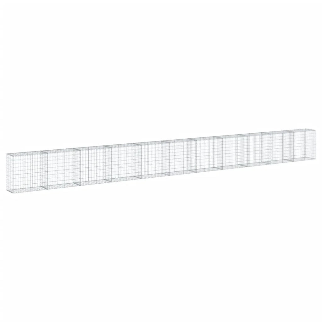 Gabbione recinto a gabbia muro di contenimento con coperchio 1100 x 50 x 100 cm ferro zincato argento 02_0040125