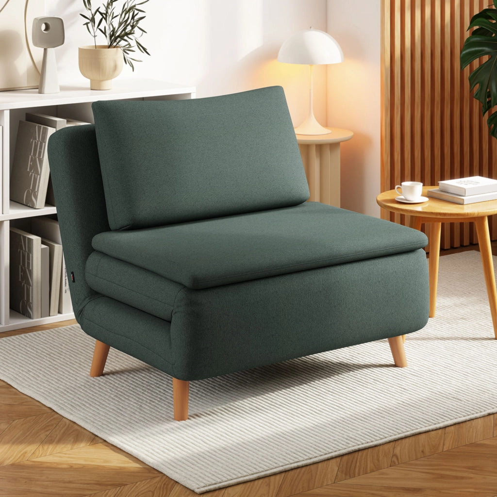 Letto Poltrona Imbottito ¨C Zephmum ¨C Verde Scuro Legno di Faggio