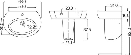 Lavabo klio monoforo 68 cm