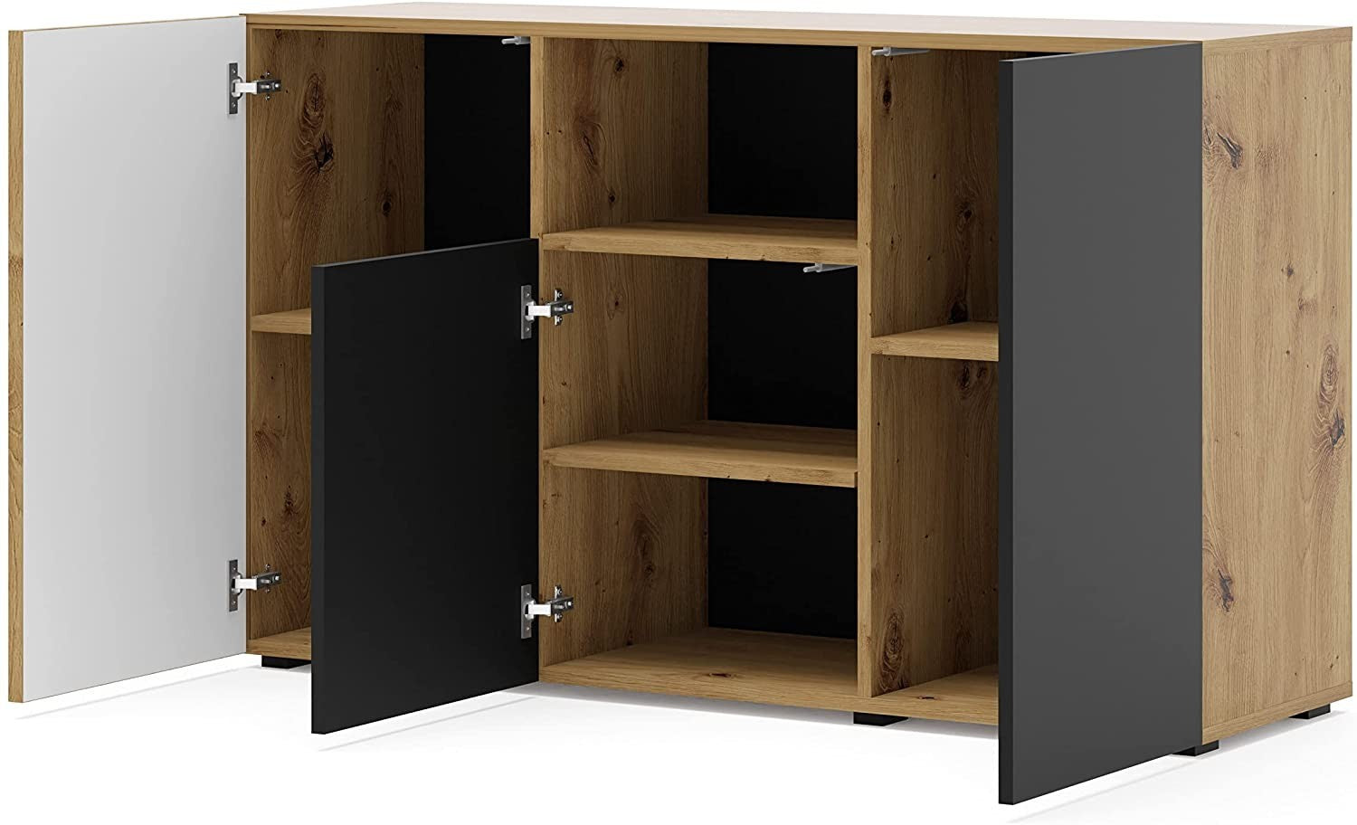 MOBILE COMO' AURIS 3 A MULTIUSO 135x42x82 cm ROVERE NERO OPACO