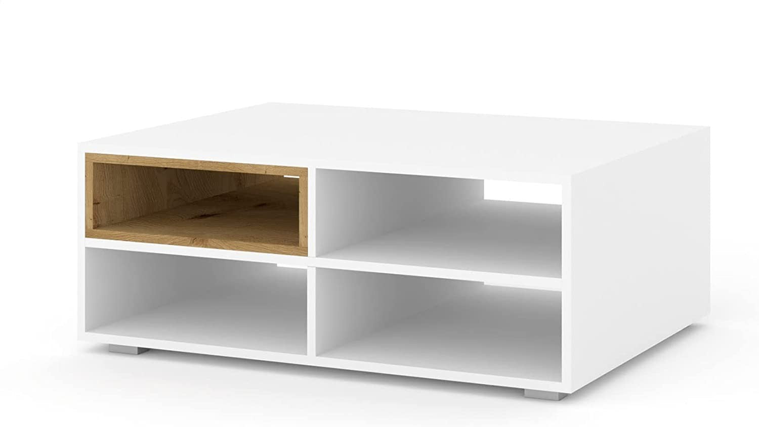 MOBILE TAVOLINO DA CAFFE' PORTA PC ANETTE 94x70x37cm BIANCO ROVERE