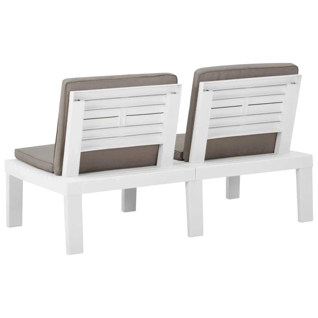 Panca da giardino mobili da esterno per patio set da giardino con cuscino in plastica bianca 02_0011812