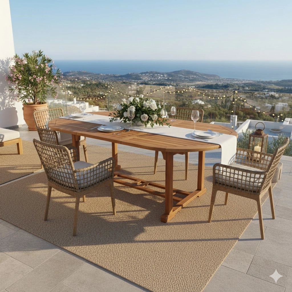 Tavolo da Giardino Allungabile in Legno di Acacia 240/180X100XH75CM