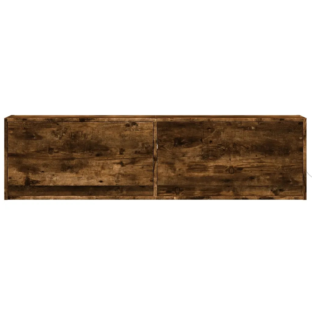 Mobile TV a Parete con Luci LED Rovere Fumo 140x31x38 cm 852373