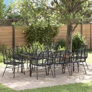 Set da pranzo da giardino a 9 pezzi nero in polyrattan