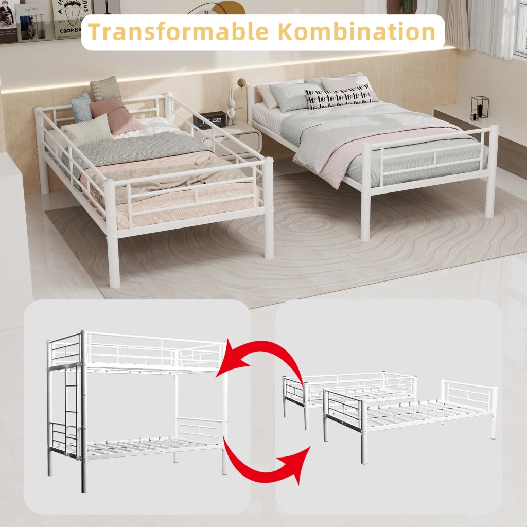 Letto a castello funzionale in ferro bianco 97x196 cm