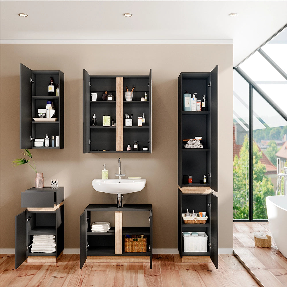 Vicco Set di mobili da bagno Antracite 5 parti