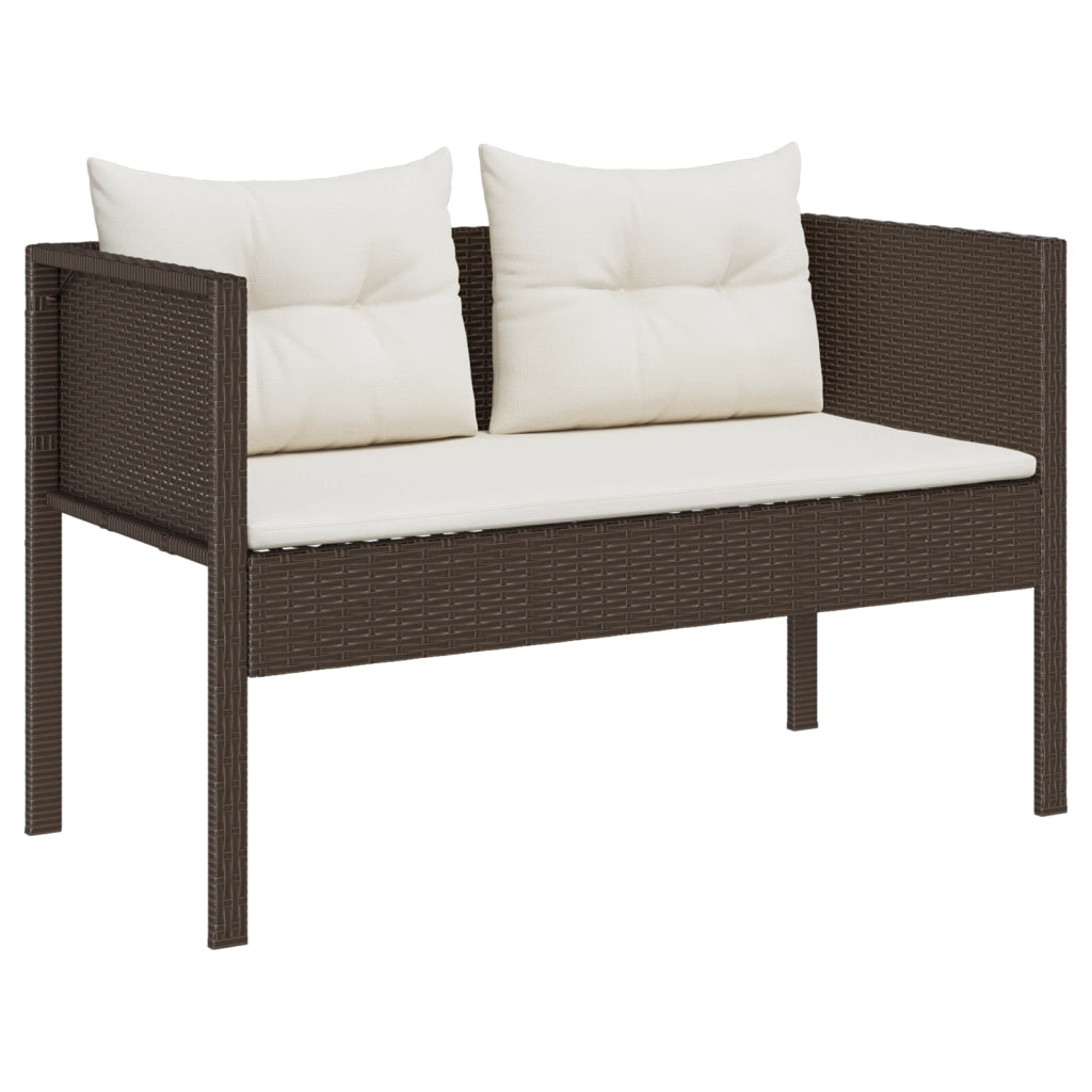 Set Divano Da Esterno Marrone E Panna Rattan, Legno, Tessuto Medio
