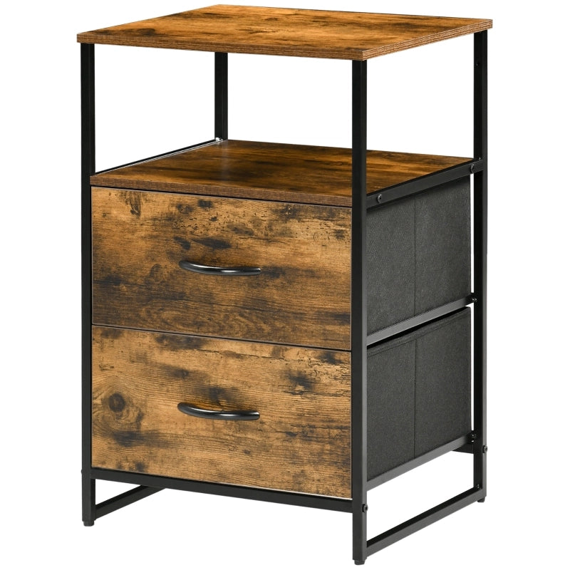 Cassettiera con 2 cassetti in tessuto, stile industriale, 45 x 40 x 70,5 cm, marrone