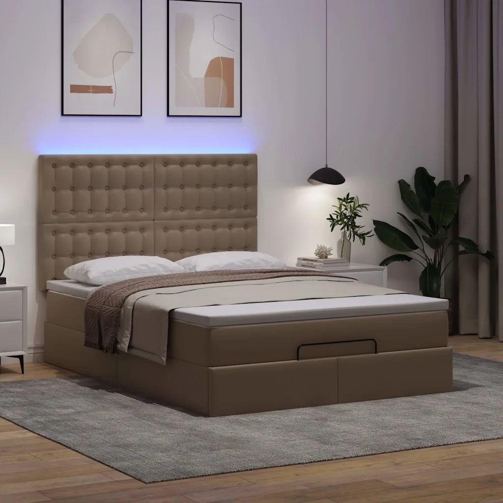 Struttura Letto Pouf con Materasso 140x190 cm Similpelle