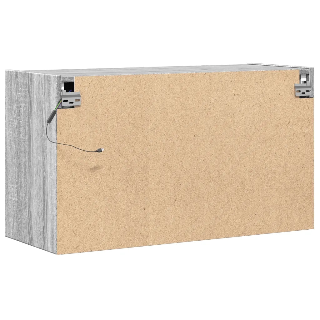 Mobile TV a Parete con Luci LED Grigio Sonoma 80x31x45 cm 852290