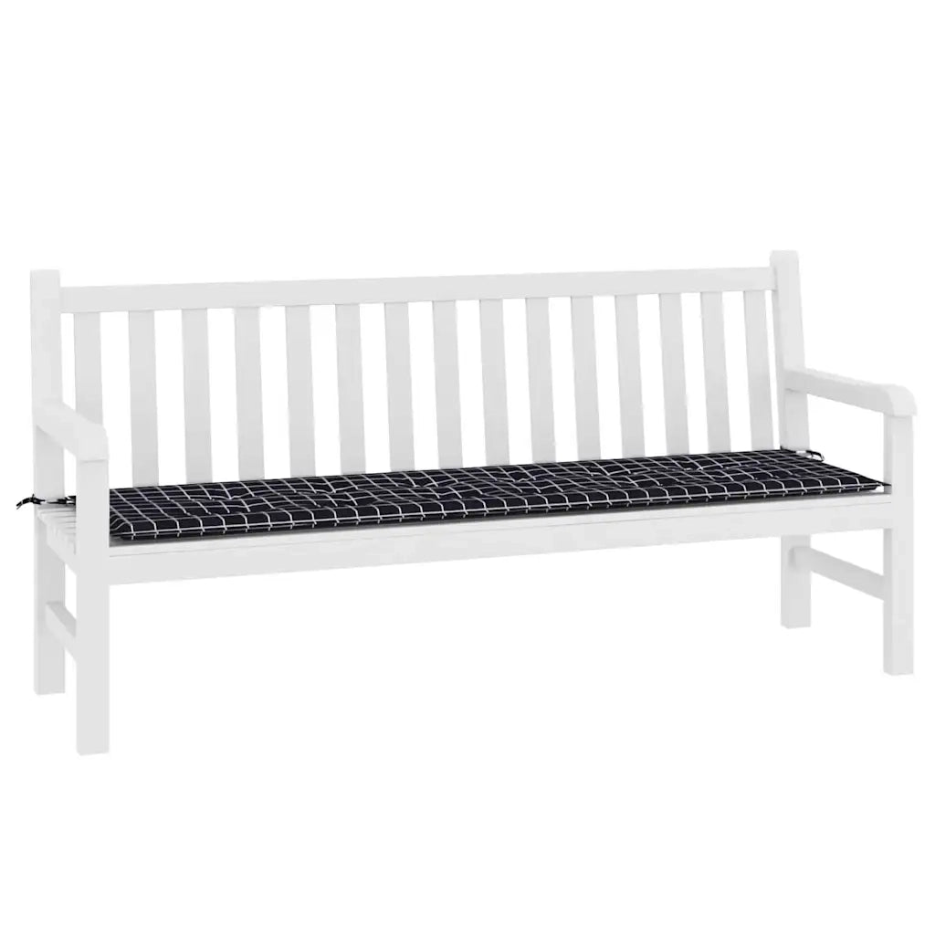 vidaXL Cuscino per Panchina da Giardino Plaid Nero 180 x 50 x 4 cm