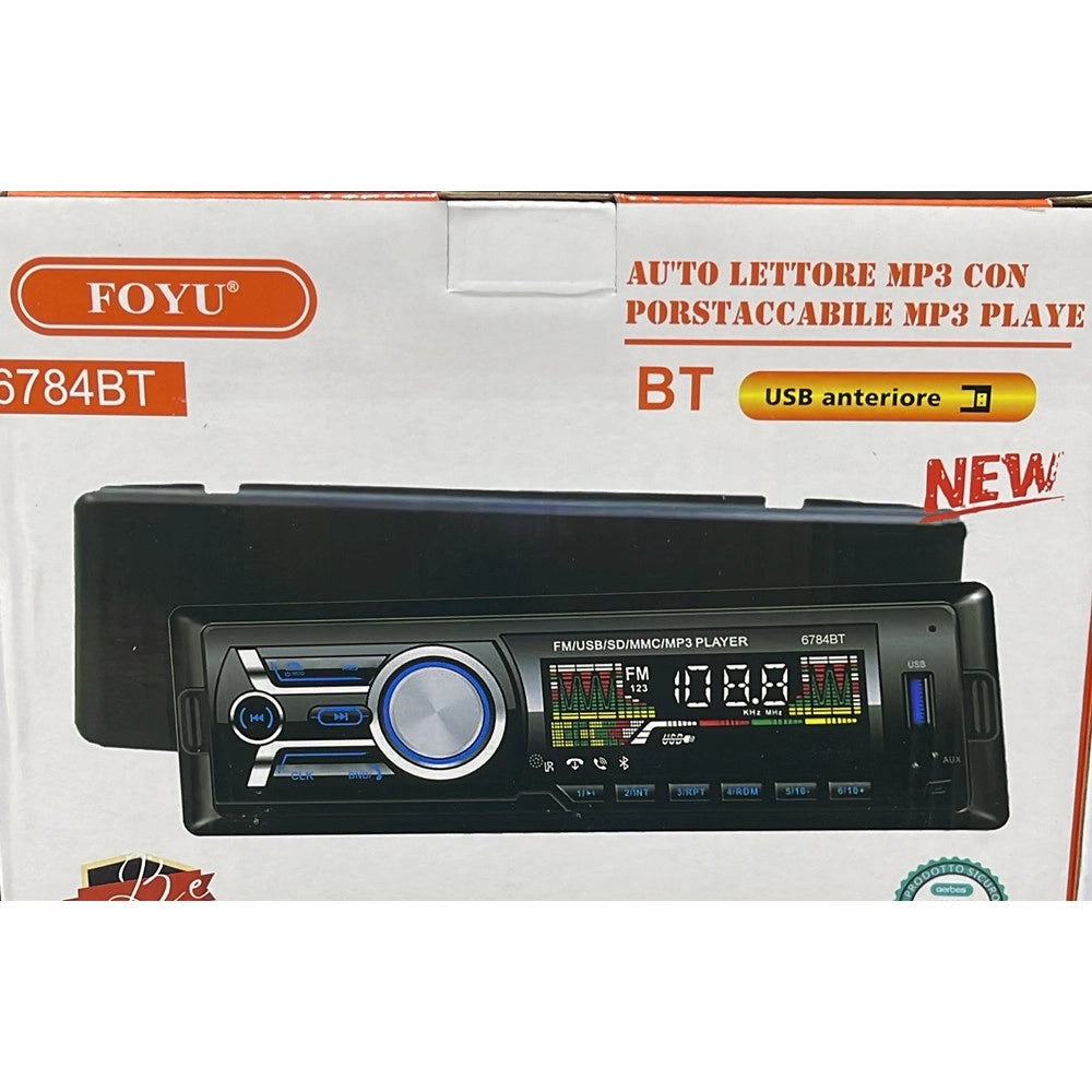 Trade Shop - Autoradio Sistema Audio Universale Auto 4x50w 1din Lettore Mp3 Bluetooth Usb Aux 6784bt -