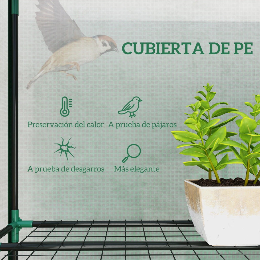 Serra da giardino 3 livelli 9 ripiani con porta a rullo ¨C zephmum ¨C 215x46x151cm verde