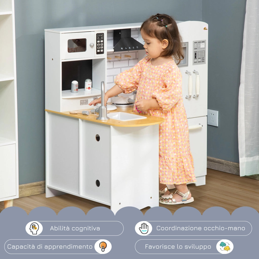 Cucina Giocattolo in Legno per Bambini ¨C zephmum ¨C Bianco 82x65x87 cm