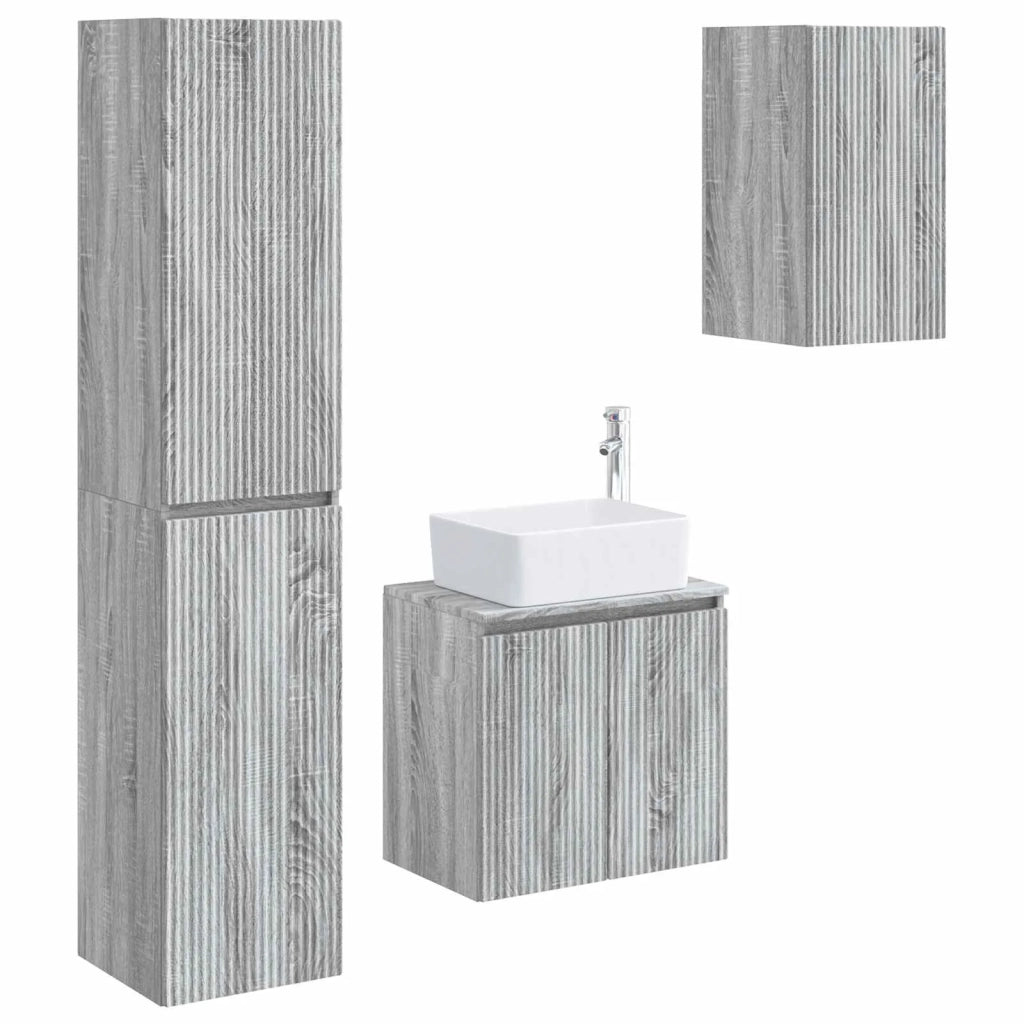Set di mobili per il bagno 3 pz Sonoma grigio 3406079