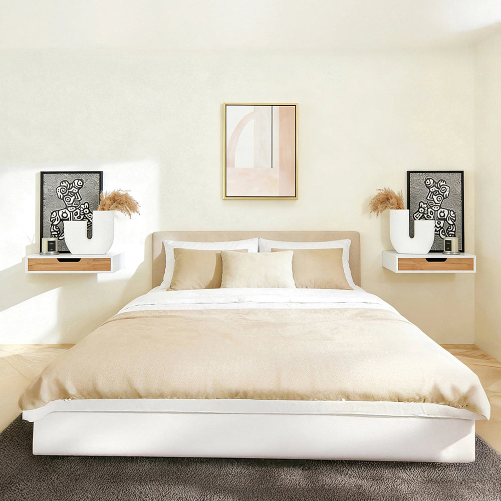 SoBuy | Set di 2 mensole a parete bianche con cassetto | Mensola galleggiante con cassetto integrato | Mensole da muro in MDF verniciato | 40×24×8 cm | Capacità di carico 16 kg | FRG92-WNX2