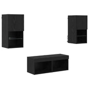 Mobiletti TV da Parete 4 pz | Armadietto TV | Mobile Porta TV Rovere Nero Legno multistrato