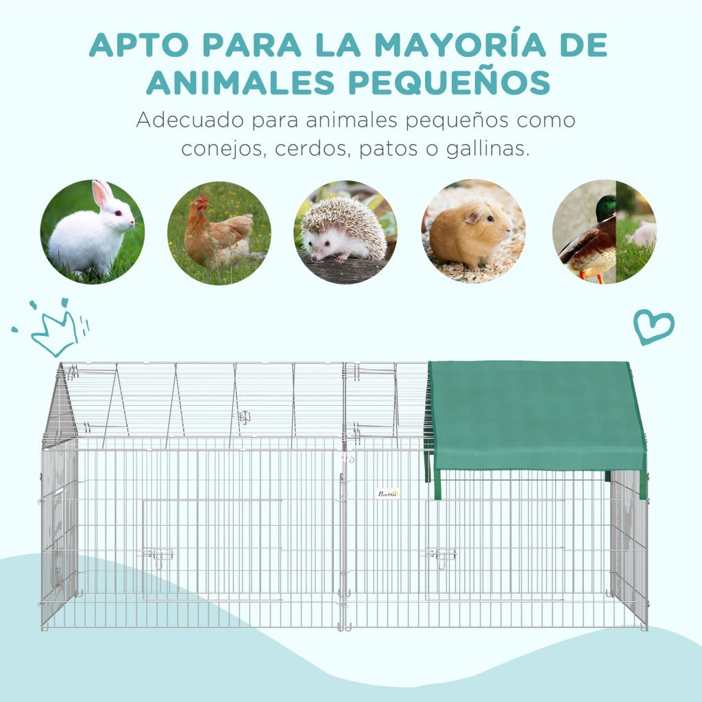 Recinto per Animali con Toldo ¨C zephmum ¨C 220x103x103cm Verde Argento