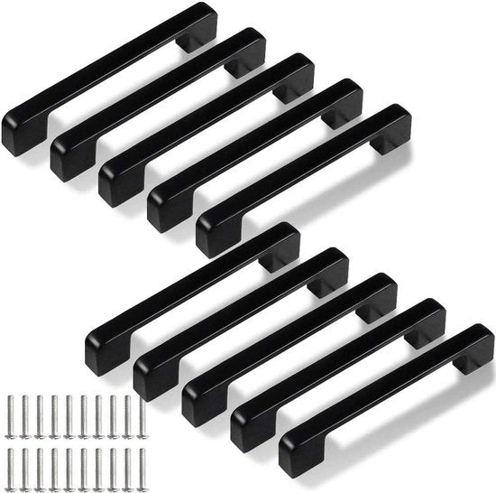 Maniglie per cassetti in alluminio nero da 128mm, pacchetto da 10 per armadi cucina e bagno
