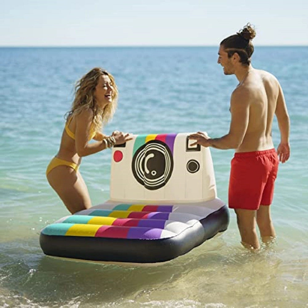 Trade Shop - Poltrona Materassino Gonfiabile Fashion Polaroid Vintage 127x102cm Piscina 43656 -