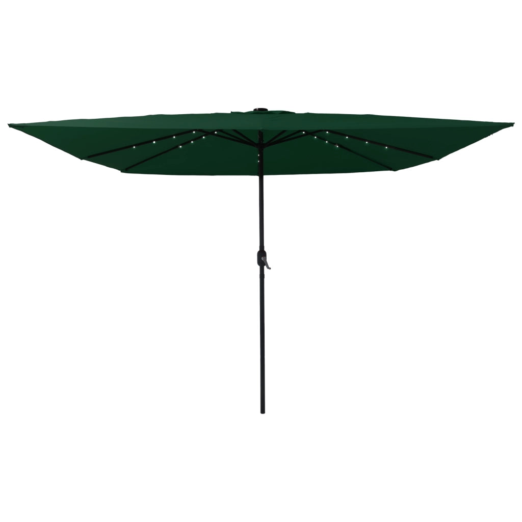 Parasol da giardino quadrato con luci LED 295x245 cm Verde