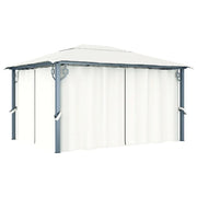 Gazebo con Tenda 400 x 300 cm Crema Alluminio