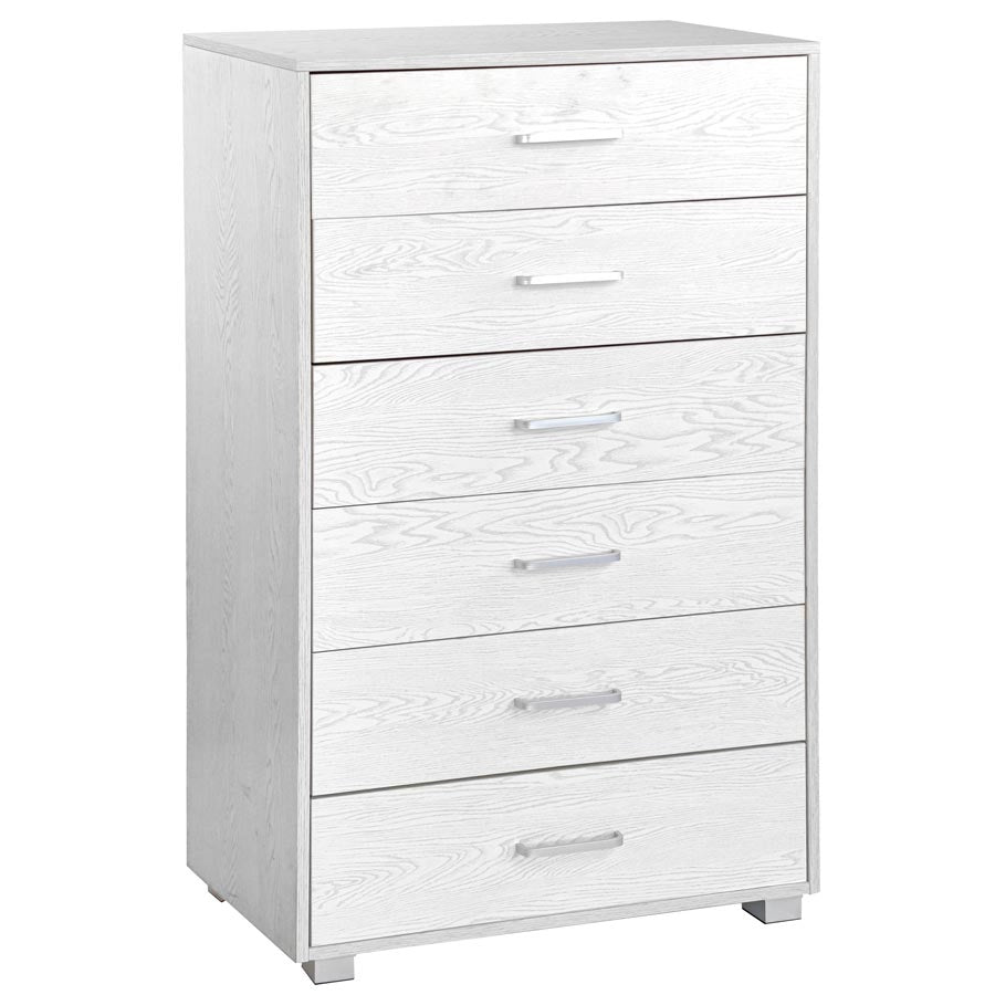 Mobile cassettiera 6 cassetti 68x40x115 cm in legno Rovere sbiancato