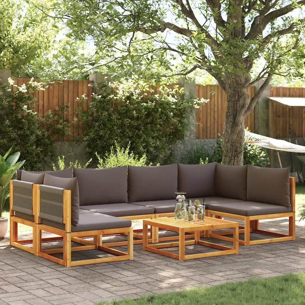 Set di divani da giardino 7 pezzi con cuscini in legno di acacia e corda 3278840