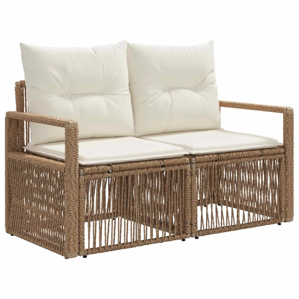 Set Divano da Giardino 11 pz Beige e Bianco Crema polyrattan 3437112
