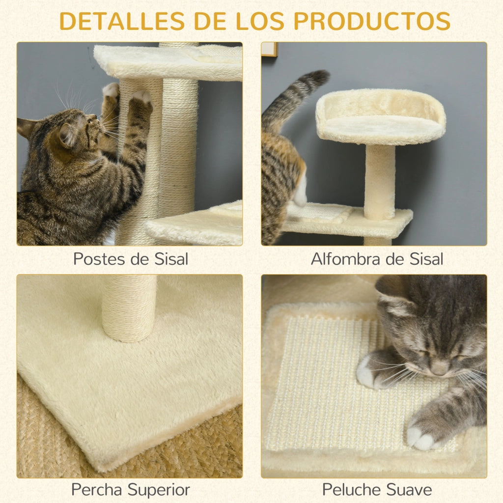 Letto per Gatti Rascador Grande con Posti per Ara?ar ¨C Zephmum ¨C Beige 50x50x100 cm