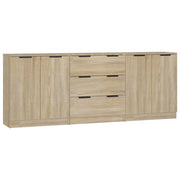 Buffet credenza cassettiera armadio mobile contenitore organizer per cucina soggiorno salotti 3 pezzi legno ingegnerizzato Sonoma marrone 02_0037108