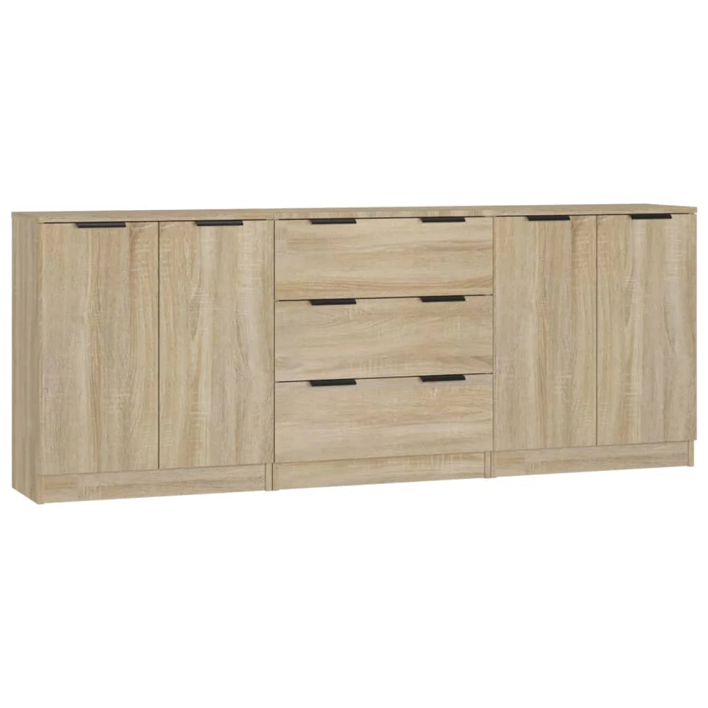 Buffet credenza cassettiera armadio mobile contenitore organizer per cucina soggiorno salotti 3 pezzi legno ingegnerizzato Sonoma marrone 02_0037108