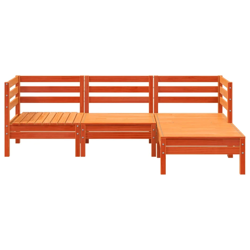 Divano Giardino 3Posti e Poggiapiedi Marrone Cera Massello Pino 838058
