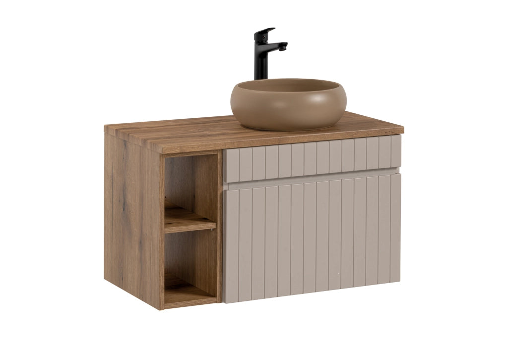 Set mobili bagno 80 cm con piano e lavabo da appoggio Wiki Iconic Cashmere 80 cm