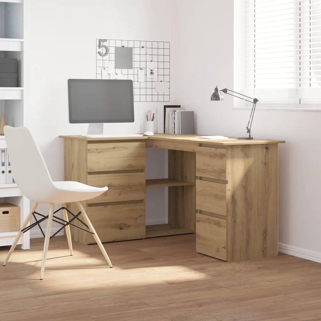 Scrivania | Tavolo da Ufficio Angolo Rovere Artigianale 145x100x76 cm Truciolato