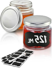 25 contenitori per confetture Piccoli 125 ml - Con etichette e pennarellino - Erettro a vuoto - Resistente al lavastoviglie - Ideali per regali contenitori per confetture con coperchio
