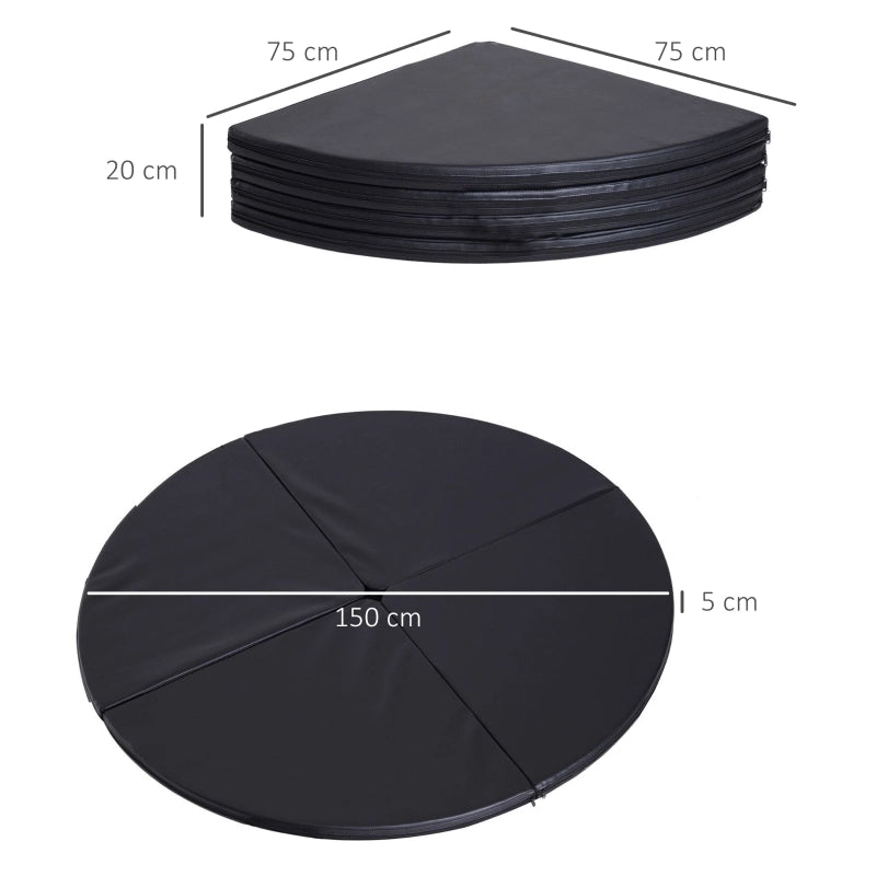 Materassino per Pole Dance pieghevole, 150 cm, nero, in plastica
