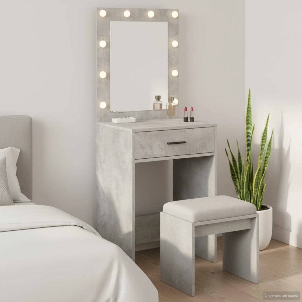 Tavolo da Trucco con cassetto Grigio cemento 50 x 41 x 135 cm 865040