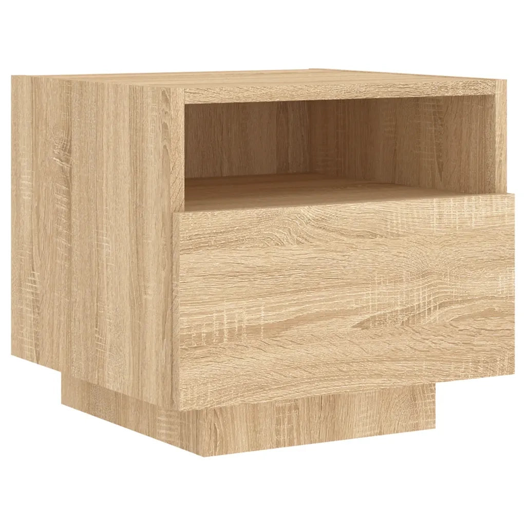 Comodino | Armadio da Notte | Mobiletto da notte con Luci LED Rovere Sonoma 40x39x37 cm