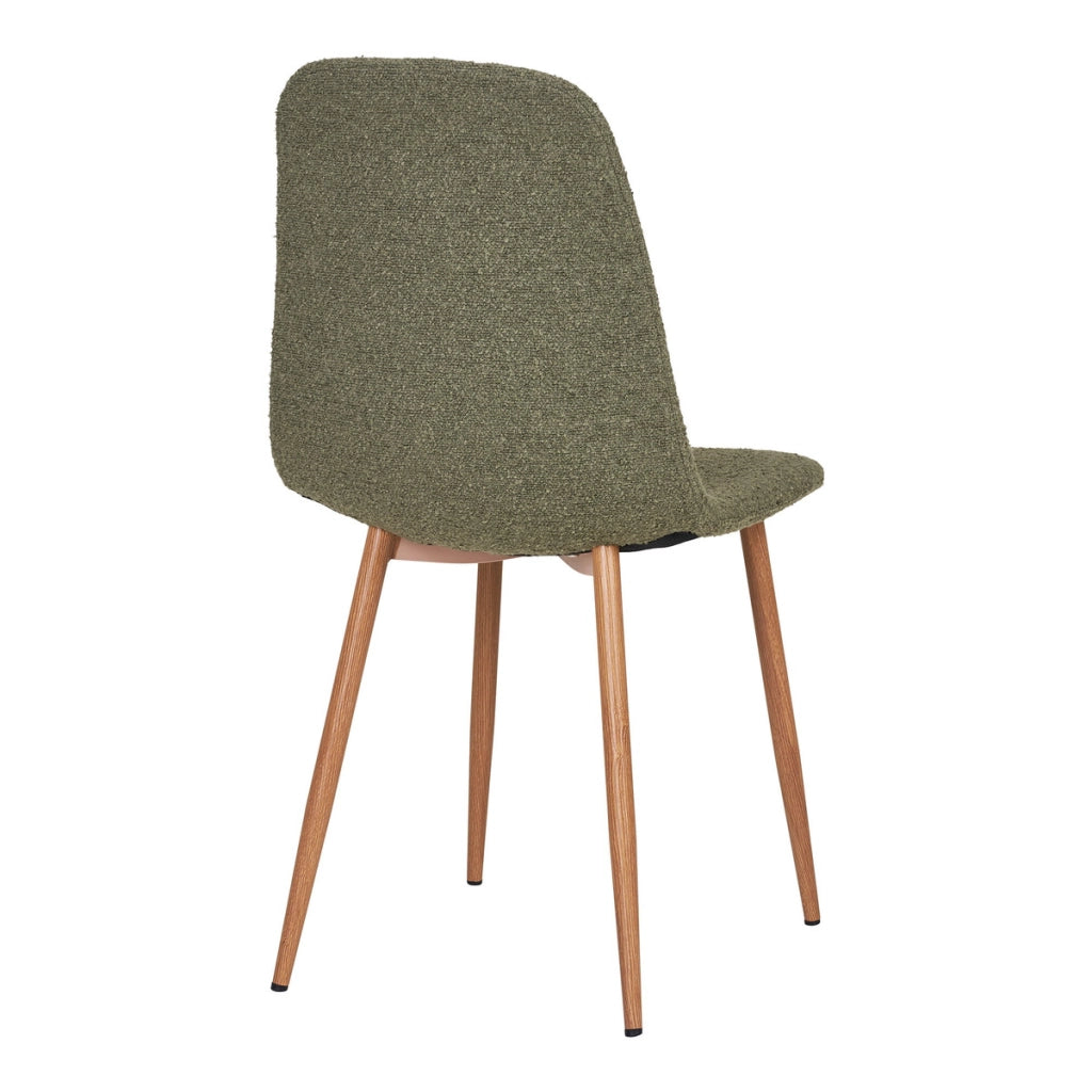 Set 2 sedie da pranzo Stockholm in Bouclé Verde Scuro con Gambe Effetto Legno